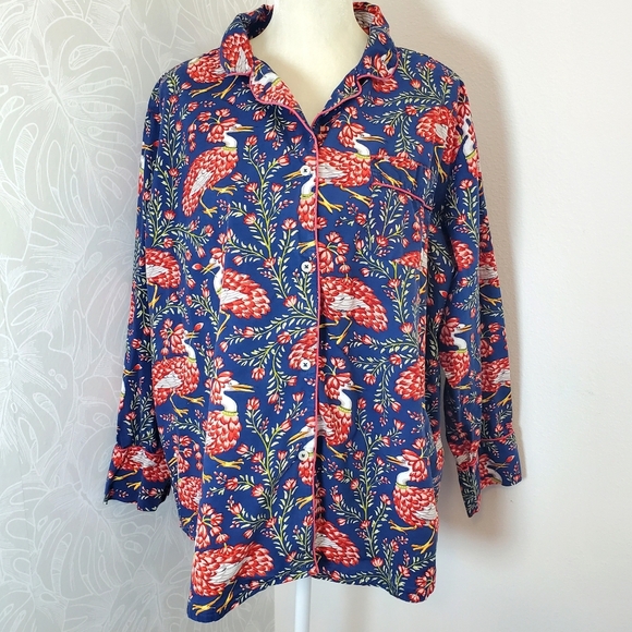 Printfresh Anthropologie Queen Lotus Floral Bird Long Sleeve Pajama Set, Size 1X - Picture 7 of 16